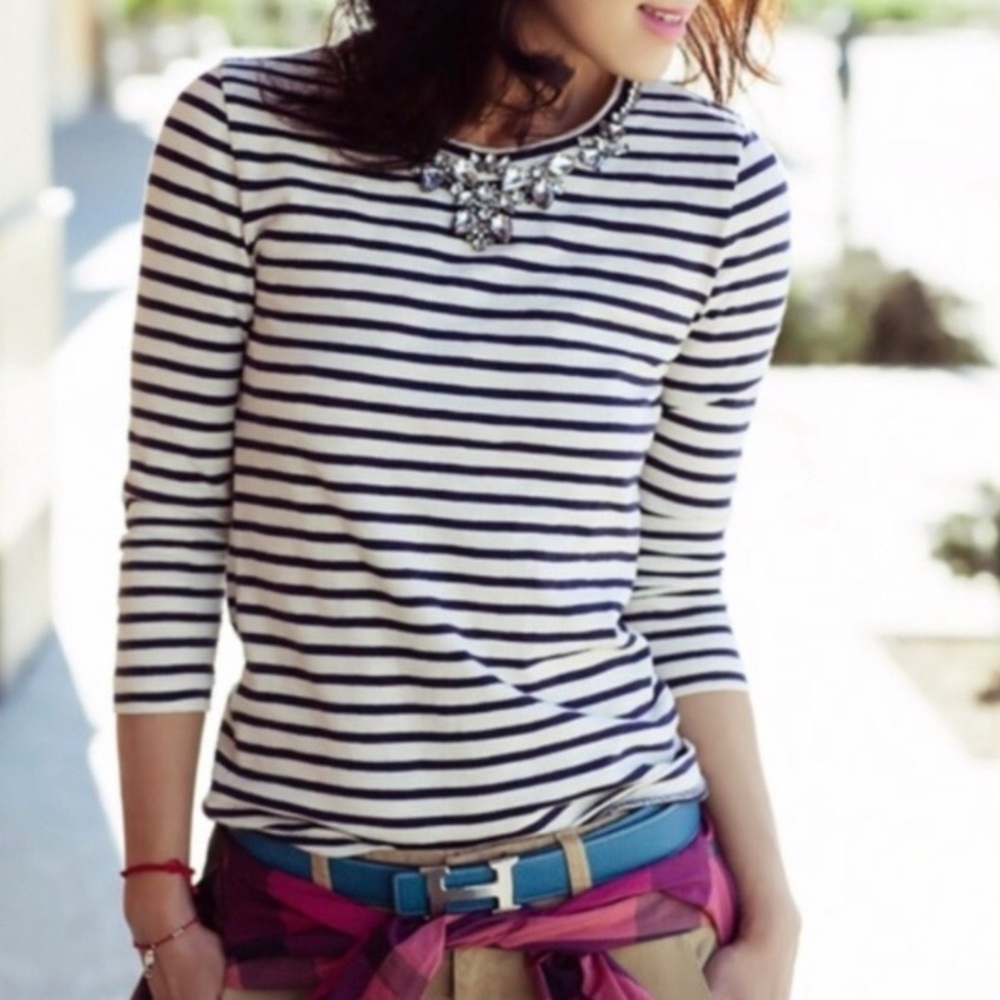 J. Crew Jeweled Neck Blouse
